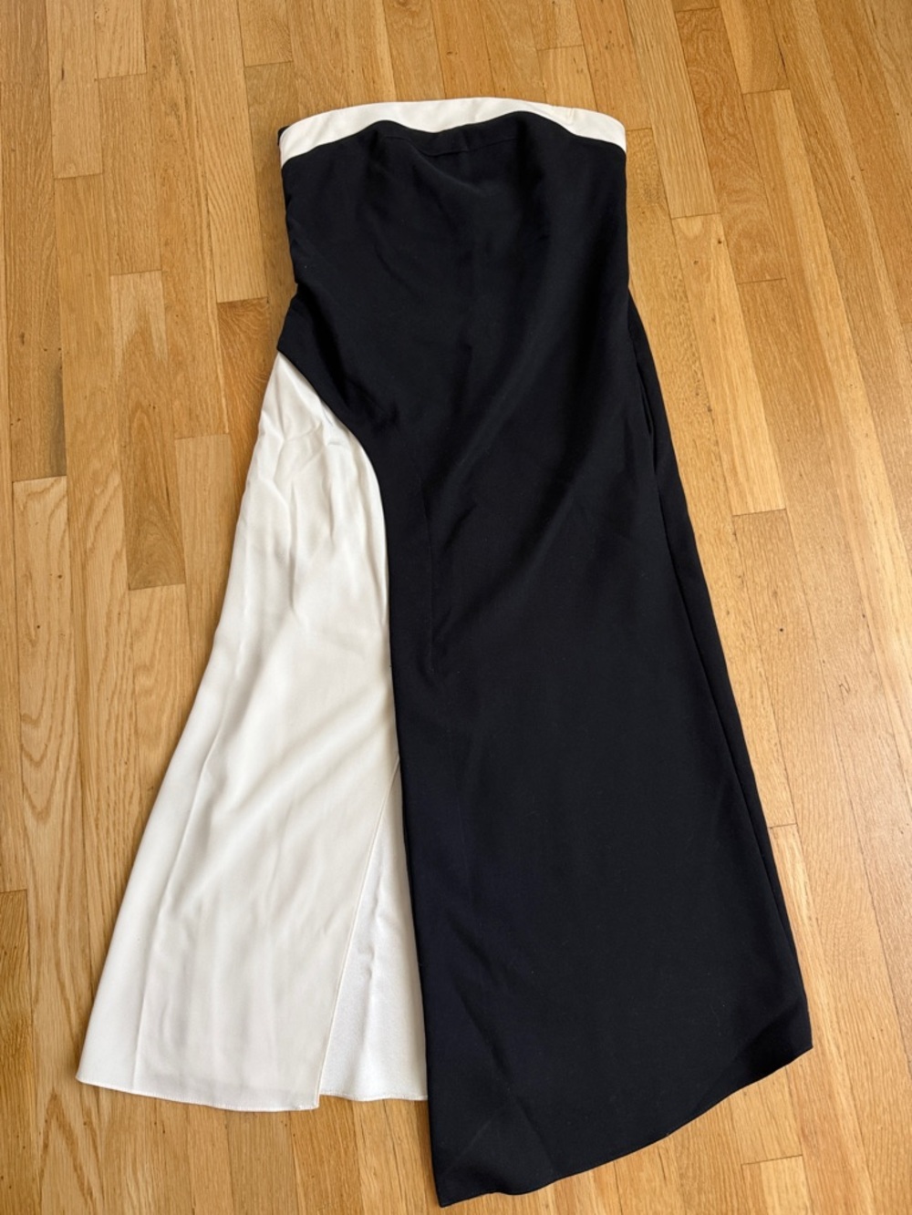 Zara Black and White Strapless Maxi Dress
